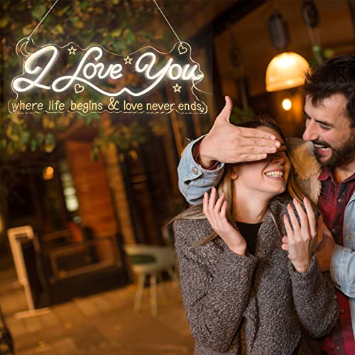 CNDREAM Neon Sign, LED Neon Lights, I Love You Neon Signs for Wall Decor, Used for Neon Signs for Bedroom Wedding Birthday Party Home Wall Decor Bar Salon Neon Sign(24\