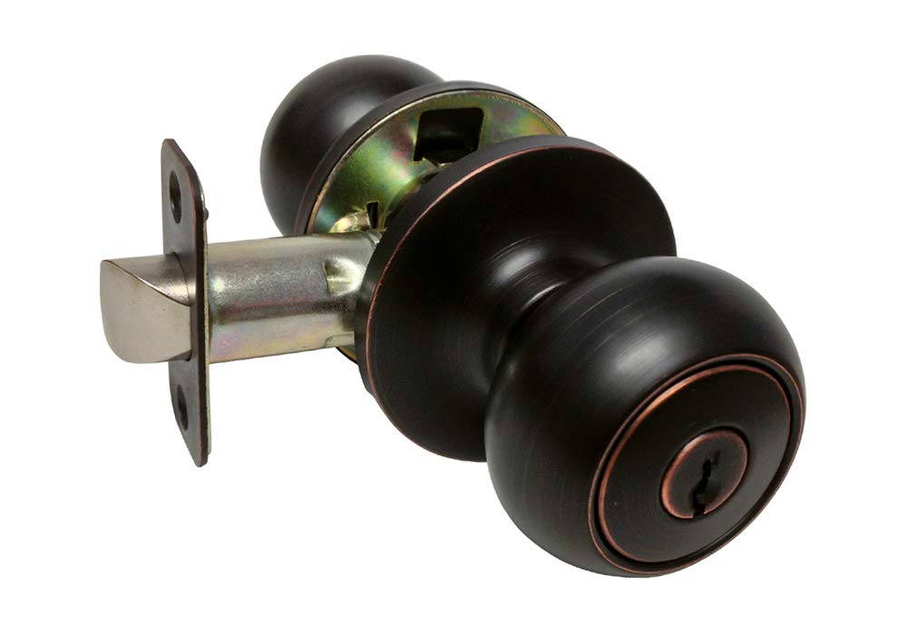 3 PC Dark Oil Rubbed Bronze Entry Entrance Lock Door Round Knob Handle