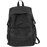 TYHOTULY Classic Retro Denim Backpack Y2K Aesthetic Shoulder Bag Lightweight Daypack Casual Jeans Backpack for College (Black)