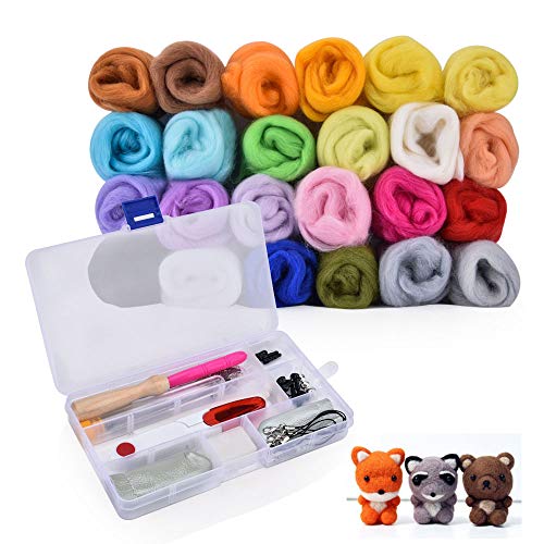 Needle Felting Starter Kit 24 Colors Wool Roving Kit Felting Basic Kit with Instruction & Gift Bag (5g/Color) - Thumbnail 5