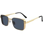 Nyla Small Square Sunglasses Women's Semi-Rectangle Metal 90s Outdoor Fashion Eyewear UV Protection Womens Gift Sunglasses Gold/Black