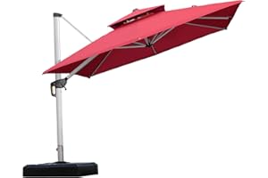 PURPLE LEAF Patio Umbrella 9ft Outdoor Square Umbrella Large Cantilever Umbrella Windproof Offset Umbrella Heavy Duty Sun Umbrella for Garden Deck Pool Patio, Terra