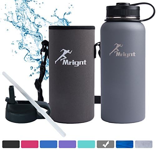 Stainless Steel Vacuum Insulated 40/32 OZ Sports Water Bottle|Best Water Bottle for Men&amp;Women|BUY ONE GET THREE FREE GIFTS-A Straw Lid&amp; A Bottle Pouch &amp; A Bottle Brush-Grey 32