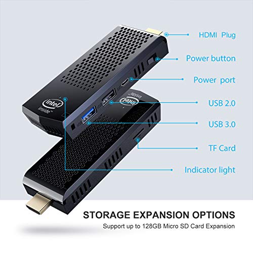Fanless Mini PC,T6 Intel Atom Z8350 Windows 10 Pro Computer Stick 4GB DDR 64GB eMMC Support 4K HD,2.4G/5G WiFi,BT 4.2