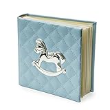 Modali Baby Elegant & Fine Photo Album Beautifully Crafted Blue Faux Leather 40 Pages Space for 80 Pictures 4''x6'' Adorned with Silver Plated Rocking Horse