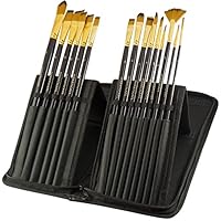 Paint Brushes - 15 Pc Brush Set for Watercolor, Acrylic, Oil & Face Painting | Long Handle Artist Paintbrushes with Travel Holder (Black) & Free Gift Box | Premium Art Supplies by MyArtscapeTM