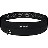 WATERFLY Running Belt Fanny Pack: Slim Waist Bag for Men Women, Workout Fitness Phone Holder for Exercise Marathon Jogging-Black