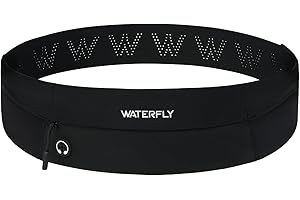 WATERFLY Running Belt Fanny Pack: Slim Waist Bag for Men Women, Workout Fitness Phone Holder for Exercise Marathon Jogging-Black