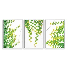 3 Piece Framed Canvas Wall Art for Living Room, Bedroom Green Plants Theme Canvas Prints for Home Decoration Ready to Hang - 16"x24"x3 Panels
