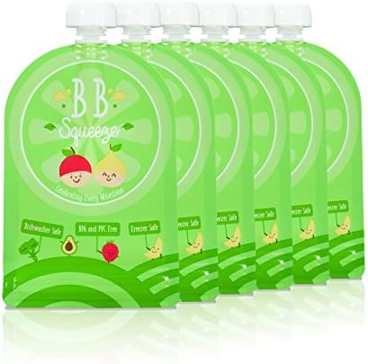 BB Squeeze Double Zipper Reusable Refillable Food Pouch Baby Toddler Kids BPA Free Leakproof - 6 Pack 5 fl oz