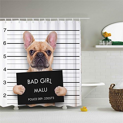 Bad Girl Dog Shower Curtain,Polyester Waterproof Shower Curtain 12 Hooks Included, Bathroom Accessories, 72" x 72"
