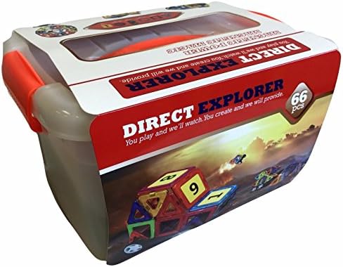 MAGNETIC BLOCKS 66 Piece Bucket - Building Stacking Blocks Set, Enjoyable Mathematics & Counting Experience! Magnetic toys Construction Designer Set for Preschool Educational Toy
