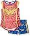 DC Comics Big Girl's Wonder Woman Glitter Crest Pajama Short Set, Blue, 6/6X