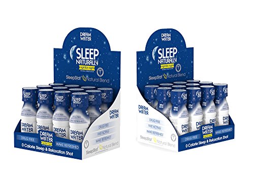 Dream Water Natural Sleep Aid, GABA, MELATONIN, 5-HTP, 2.5oz Shot, NighTEA Night, 24 Count