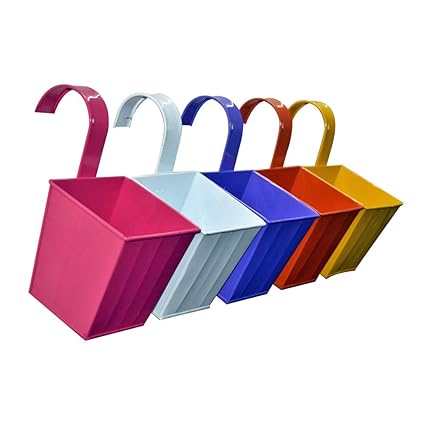 Ascent Homes Metal Railing Planter, Multicolour, Standard, 5 Pieces