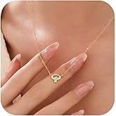 SUYACS 925 Sterling Silver Marquise Cubic Zirconia Necklaces for Women Dainty 14k Gold Plated Solitaire Blue Eye Shaped Crystal Diamond Pendant Necklace Rhinestone Chain Jewelry Gifts for Mom