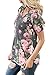 ZKESS Women Short Sleeve V-Neck Floral Printed Flower Blouse Casual Loose Tops T Shirt Large Size Grey