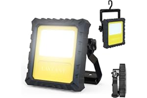 LAVEANT Rechargeable LED Work Light,10W 4400mAh,800Lumens Portable Waterproof Work Lights with Stand, Men Tools for Outdoor Garage Emergency(10W Yellow)