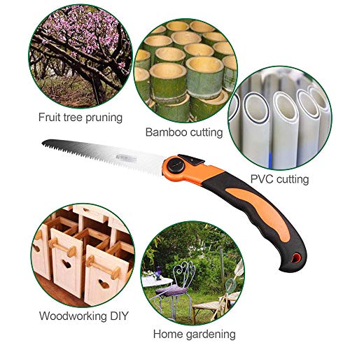 FUJIWARA Heavy Duty Folding Saw, 8 Inch Pruning Hand Saw for Wood Camping, Wet & Dry Wood Garden Saw with Aggressive SK4 Steel 7 TPI Teeth