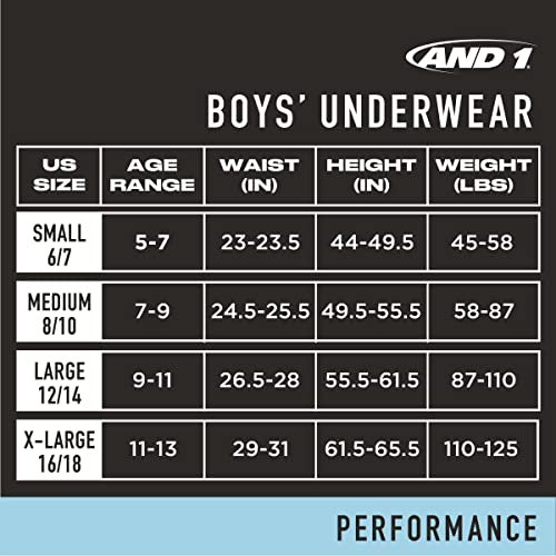 AND1 Boys' Underwear ? Performance Compression Boxer Briefs, Functional