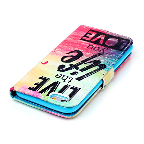 iPhone 6S Case,iPhone 6 Case,JanCalm [Kickstand] Pattern Premium PU Leather Wallet [Card/Cash Slots] Flip Case Cover for iPhone 6/6S + Crystal Pen (Live The Life You Love) - Thumbnail 6