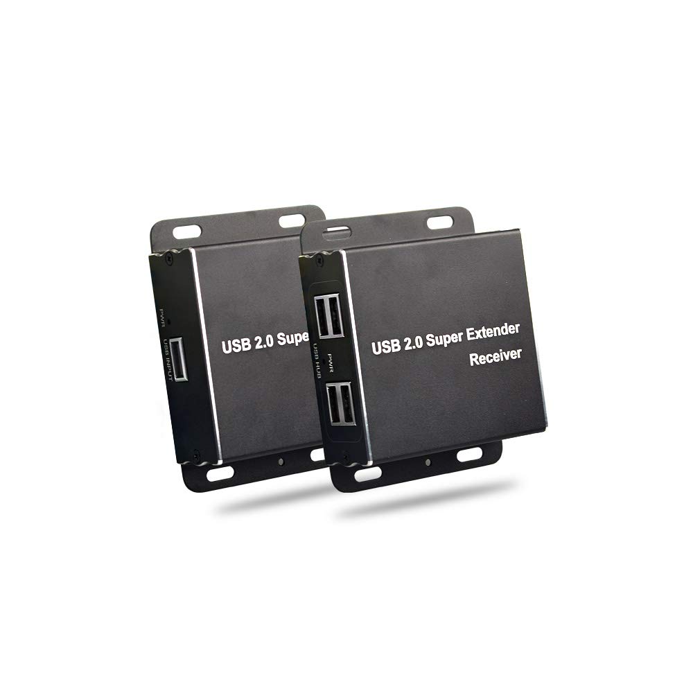 EKL Huasion USB 2.0 Extender 196ft Over Cat5e Cat6 Cable 1 Input 4 Ports Output Plug and Play No Driver Needed Support All Operating Systems Two Web Cameras Work Synchronously