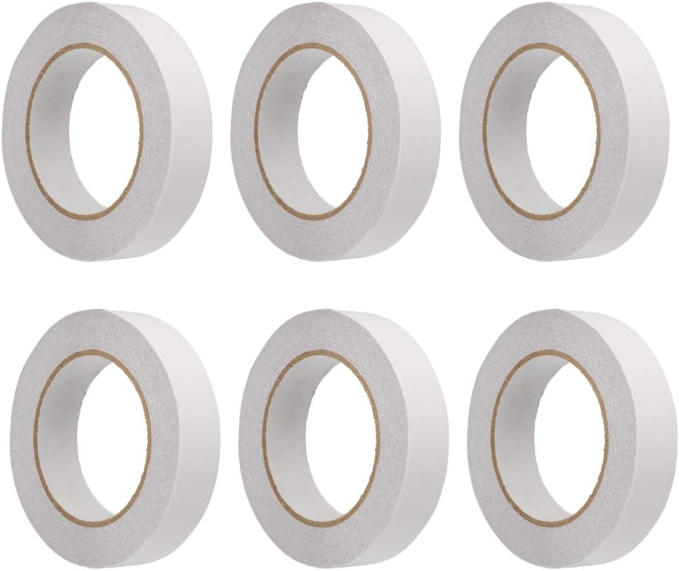 Essential Arts 6 Rolls Double Side Tape 25mm x 33m (1 inch) - Strong Clear Adhesive Tape