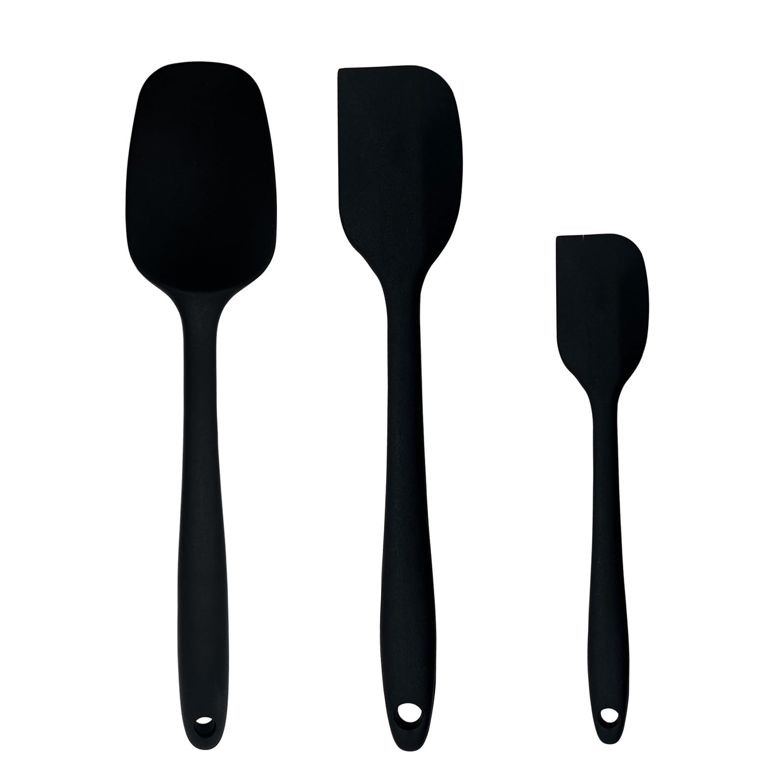Silicone Spoon Spatula, Wok Spatula, 3-Piece Silicone Kitchen Utensil Set with Steel Core: Includes Small, Large, and Spoon-Type Tools for Non-Stick Cooking