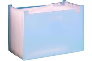 Portable 13-Pocket A4 Expanding File Folder - Accordion Organizer for Monthly Bills & Receipts Organization(Blue)