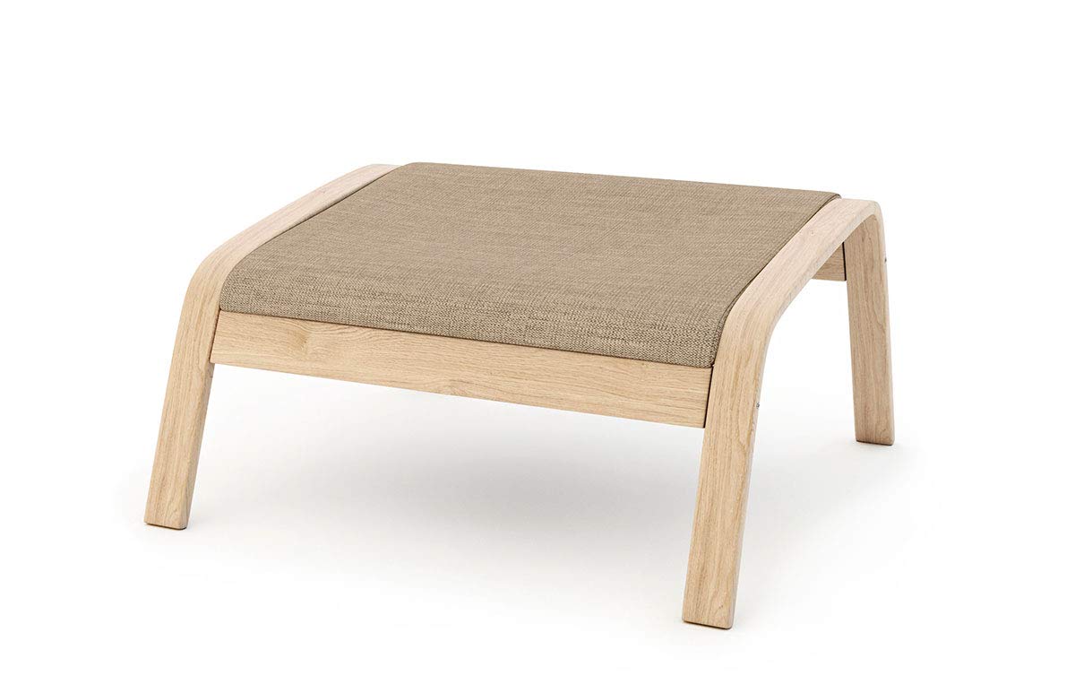 Vinylla Armchair Replacement Cover Made for Ikea Poang Chair (Footstool Design 2, Polyester - Light Khaki)