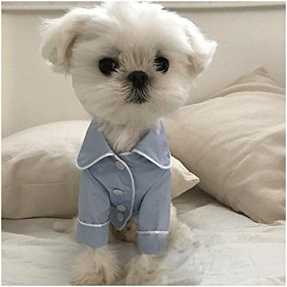 WeeH Dog Clothes Small Pets Sleepwear Doggy Puppy Costume Clothing Pet Dresses Suit for Cats Kitty Rabbits Blue M