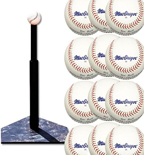 Bundle Includes 2 Items - MacGregor Batting Tee and MacGregor #56 Official Tee Balls (One Dozen)