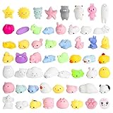 GROBRO7 Random 60Pcs Kawaii Animal Mochi Squishy Toys Mini Slow Rising Squishy Soft Squeeze Stress Relief Toy Decorative Gift Kids Party Toy Favors for Kids Adults Easter Egg Fillers Birthday Gift