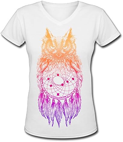 Dreamy Owl Purple V Neck Woman Homelike Tshirts Women's Fashion