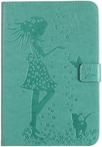 Galaxy Tab E 9.6 T560 Tablet Case,GFTC Pressed Embossed Girl Cat Design PU Leather Wallet Case Folio Flip Stand Cover with Card Slots for Samsung Galaxy Tab E 9.6 inch SM-T560