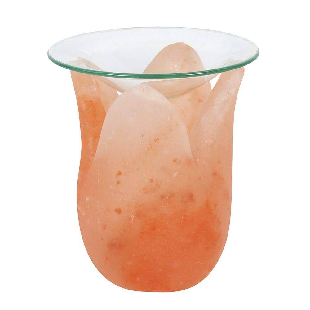 Himalayan Salt Tulip Flower Shaped Oil Burner - 13cm x 9cm (1 Pc.) - Unique & Sophisticated Piece - Natural Fragrance & Soothing Ambience - Ideal for Home Decor