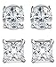 Jstyle 2 Pairs Stainless Steel Magnetic Stud Earrings for Men Women Non-piercing CZ Hypoallergenic 4-10mm