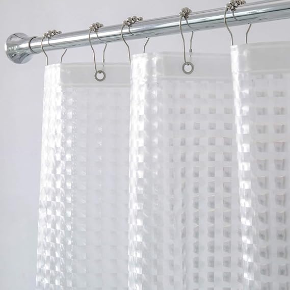 Aimjerry Heavy Duty Clear Shower Curtain Liner Set for Bathroom with 12