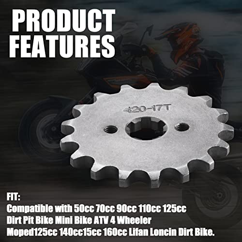 thumbnail interactive-video image 1 of : 428 17T 17mm Front Engine Sprocket For 50cc 70cc 110cc... 1 of 10