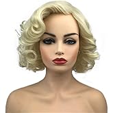 Aimole Women Short Curly Wig Synthetic Hair Cosplay Costume Halloween Party Daily Everyday Wear Wig Heat Resistant (613E)