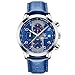 BENYAR Fashion Watches Quartz Chronograph Waterproof Blue Casual Sport Wrist Leather Band Watch For Men (Blue)