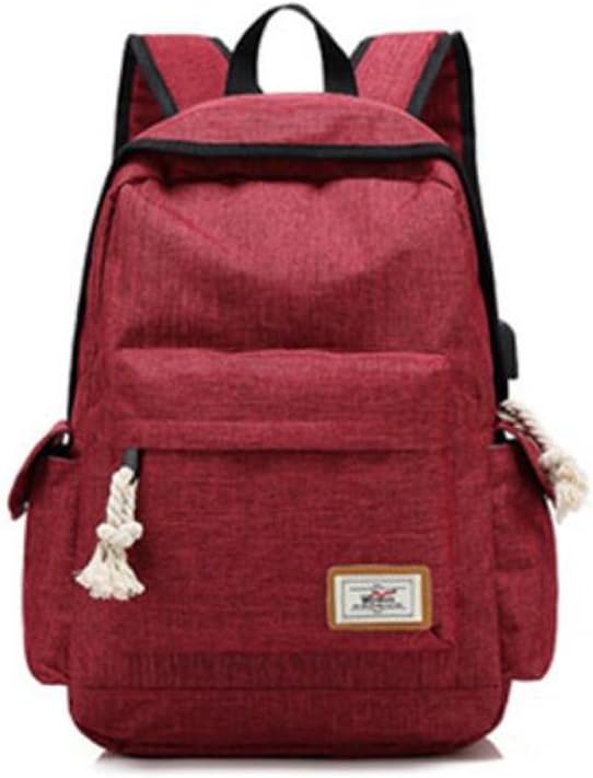 Laptop Backpack College School Casual Travel Outdoor Daypack Bookbag with USB Charging Port for Women Men Students (Red)