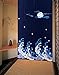 LifEast Dark Blue Peaceful Night Pattern Doorway Curtain Big Waves and Bright Moon Shinny Stars Japanese Style Noren Curtain