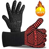 Premium BBQ Gloves, 1472°F Extreme Heat Resistant Oven Gloves, Grilling Gloves with Cut Resistant, Durable Fireproof Kitchen Oven Mitts Designed for Cooking, Grill, Frying, Baking, Barbecue-1 pair
