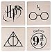 Harry Potter Icons Ceramic Square Coasters for Drinks Absorbent, Set of 4 | Tabletop Protection for Home & Kitchen, Dining Table | Coffee Table Decor, Barware Accessories | Wizarding World Gifts