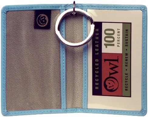 OWL Simple Thin Slim Keychain Leather Credit Card ID Holder Small Wallet for Men + Women