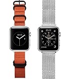 Ritche 24mm Sliver Stainless Steel Bracelet Metal Mesh Watch Band Strap for 42mm with Adapter Clasp (42mm)
