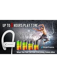 Wireless Sport Auriculares Bluetooth   HD Beats Calidad de sonido   Sudor Prueba estable ajuste en la oreja Workout EarBuds   Auriculares para Running ergonómica   Micrófono con cancelación de ruido w Estuche de viaje   por bluephonic, Negro