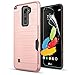 LG Stylo 2/Stylus 2/Stylo 2V/Stylo 2 Plus/Stylus 2 Plus case with HD Screen Protector AnoKe[Card Slots Holder][Not Wallet] Plastic TPU Hybrid Shockproof for LG LS775 Plus KC2 Rose Gold