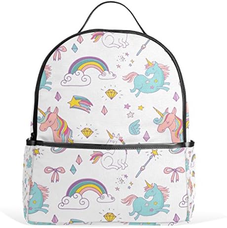 CAREVE Hand Drawn Unicorn Pattern School Backpacks Bookbags for Boys Girls Teens Kids